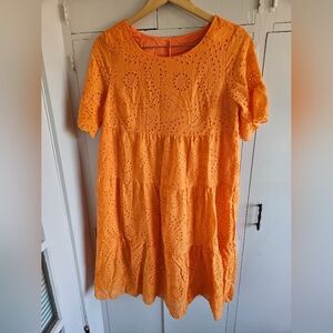 Orange midi women's dress Size XL